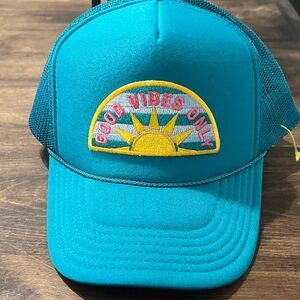 OTTO Teal Good Vibes Only Trucker Hat - NWOT